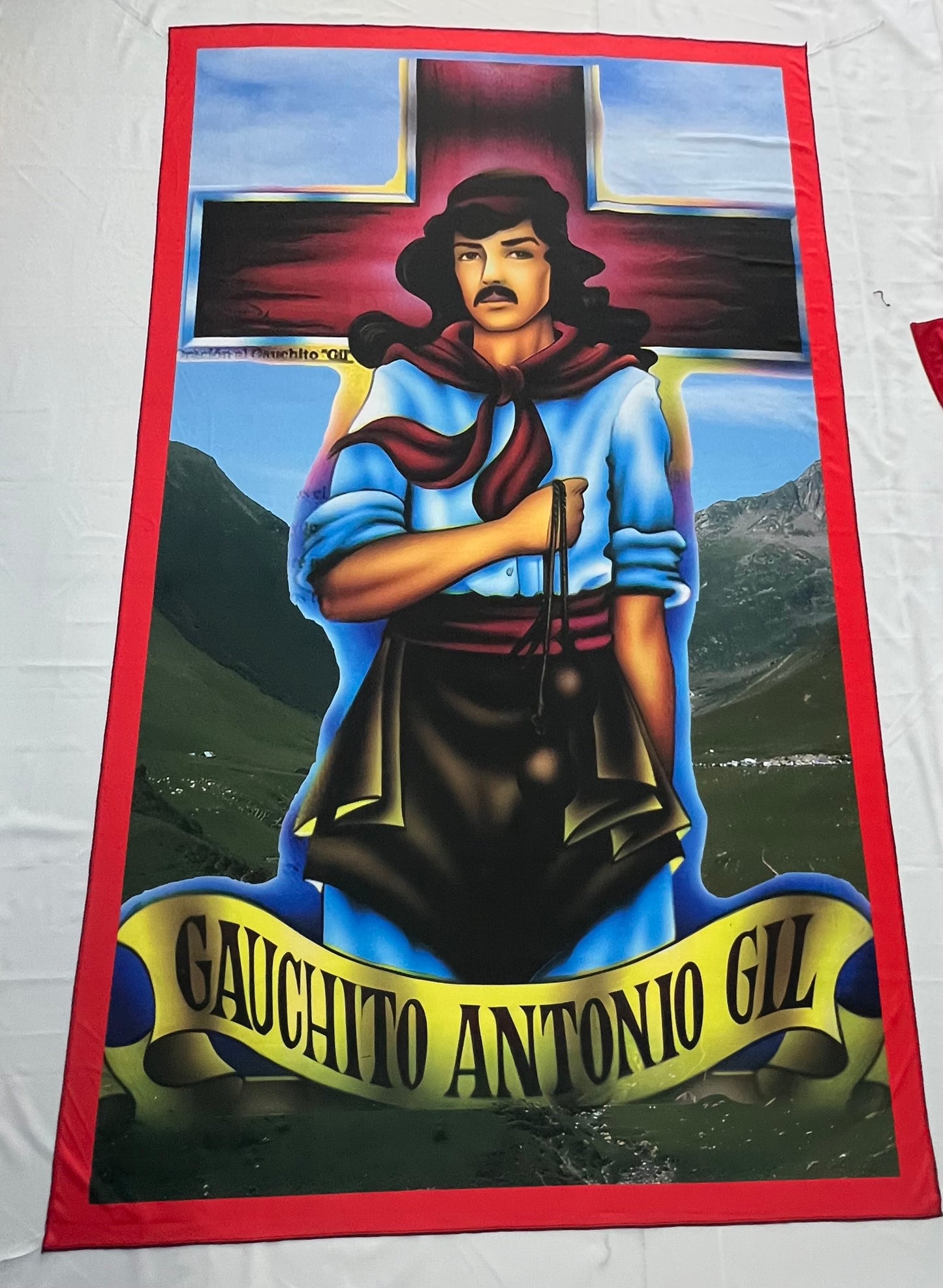 Bandera Gauchito Gil celeste – 1,50 x 1,00 m / 2,50 x 1,50 m – Tela Resistente – Envío Gratis a Todo el País (Copia)