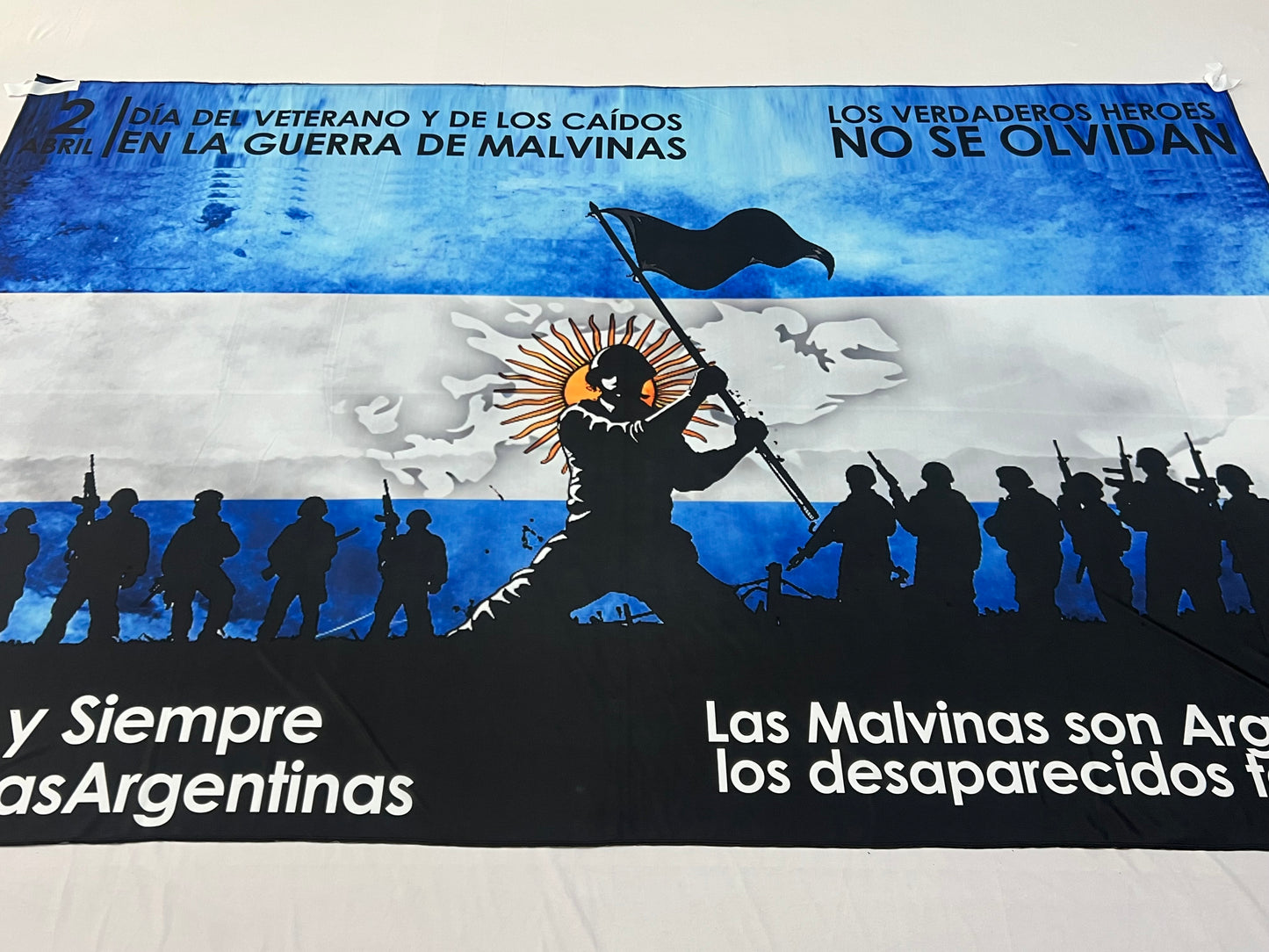 Bandera Malvinas (Modelo 2) – 1,50 x 1,00 m / 2,50 x 1,50 m – Tela Resistente – Envío Gratis a Todo el País