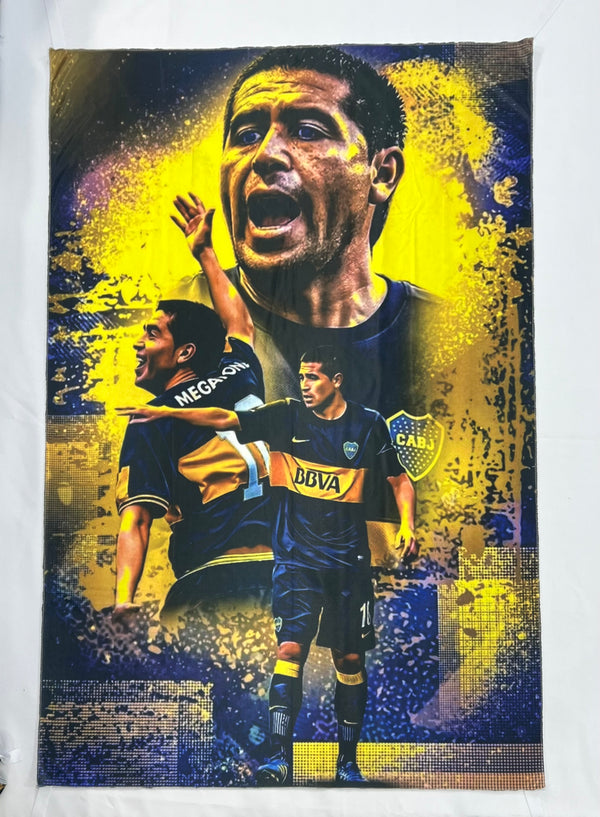 Bandera Riquelme Azul Boca 90x60 y 1x1.50