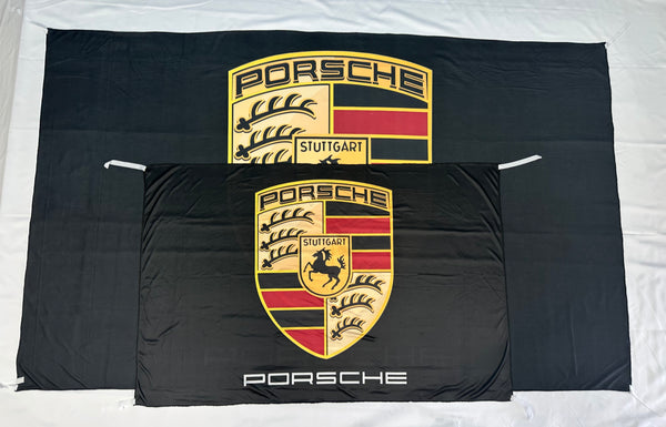 Bandera Porsche Negra – 1,00 x 1,50 m / 1,50 x 2,50 m – ENVÍO GRATIS A TODO EL PAÍS