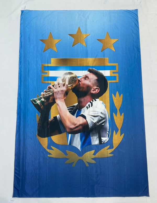 Bandera Messi Copa AFA 90x60 y 1x1.50