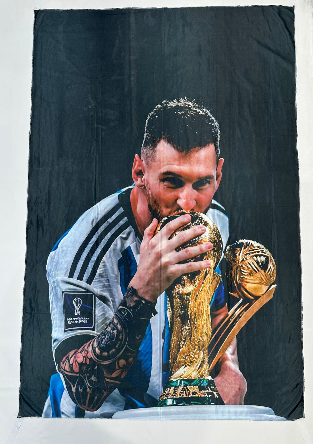Bandera Messi Copa Mundo 90x60 y 1x1.50