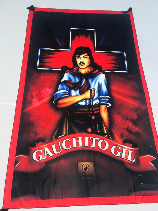 Bandera Gauchito Gil – 1,50 x 1,00 m / 2,50 x 1,50 m – Tela Resistente – Envío Gratis a Todo el País