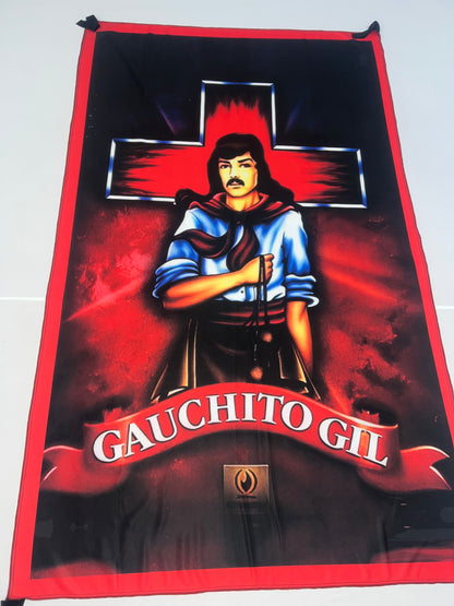 Bandera Gauchito Gil – 1,50 x 1,00 m / 2,50 x 1,50 m – Tela Resistente – Envío Gratis a Todo el País