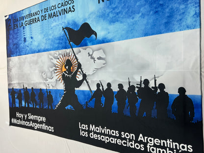 Bandera Malvinas (Modelo 2) – 1,50 x 1,00 m / 2,50 x 1,50 m – Tela Resistente – Envío Gratis a Todo el País