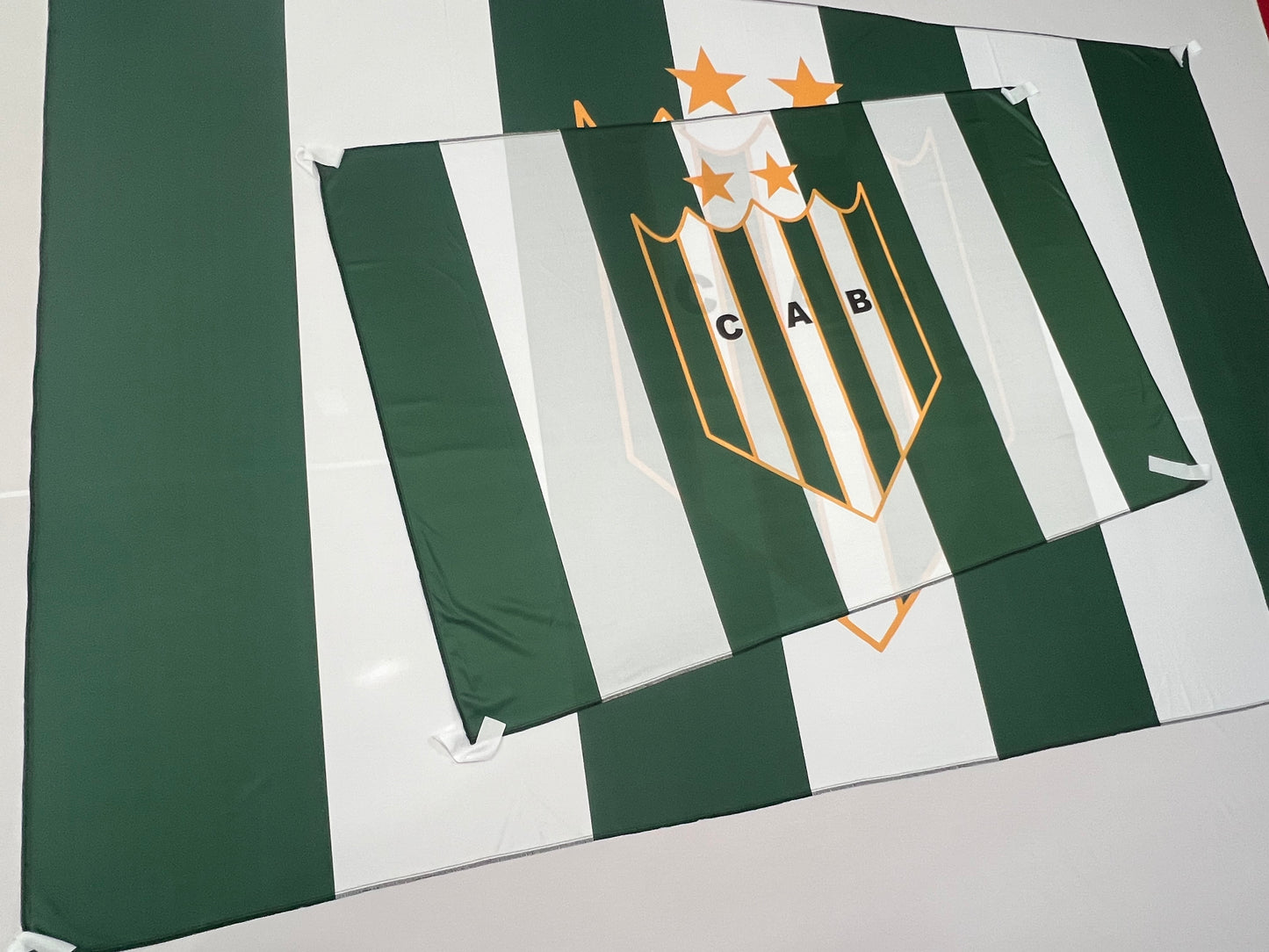 Bandera Banfield (Doble Raya) – 1,50 x 1,00 m / 2,50 x 1,50 m – Tela Resistente – Envío Gratis a Todo el País