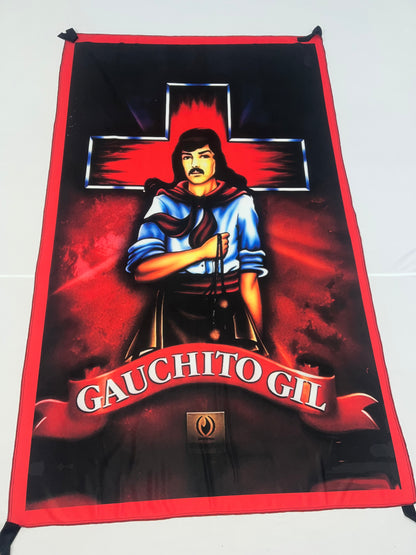 Bandera Gauchito Gil – 1,50 x 1,00 m / 2,50 x 1,50 m – Tela Resistente – Envío Gratis a Todo el País