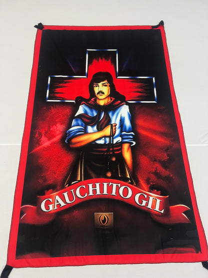 Bandera Gauchito Gil – 1,50 x 1,00 m / 2,50 x 1,50 m – Tela Resistente – Envío Gratis a Todo el País
